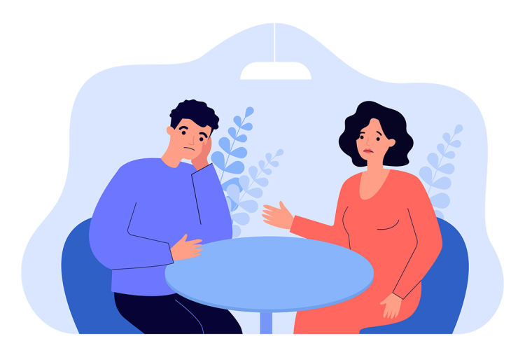 Two people at a table graphics