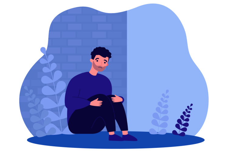 Graphic of a man sitting alone 