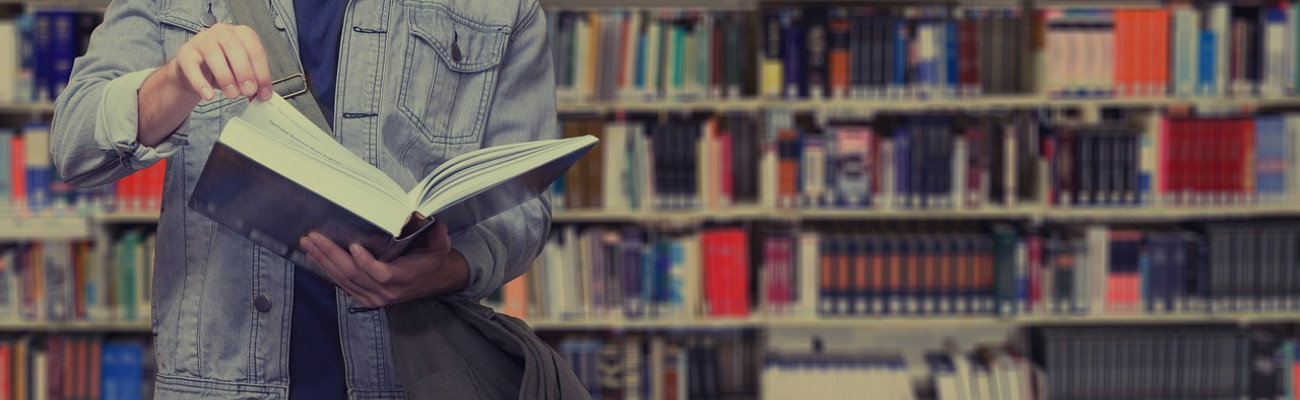 A person flipping through a book