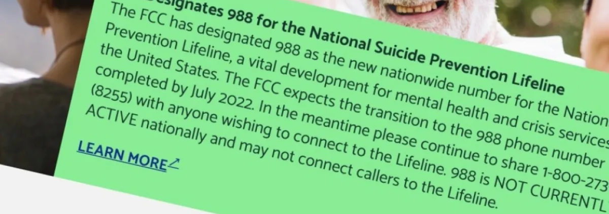988 - new national suicide prevention number