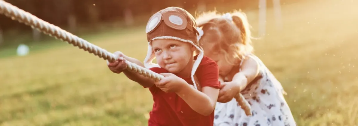 Children playing tug of war