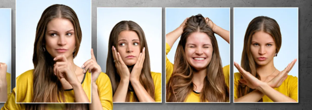 Same girl with different expressions