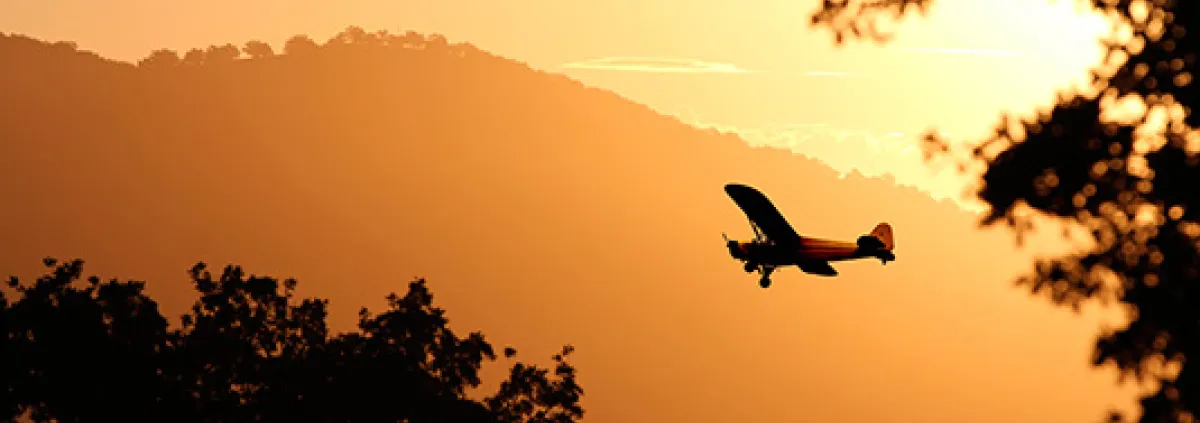 Airplane at sunset