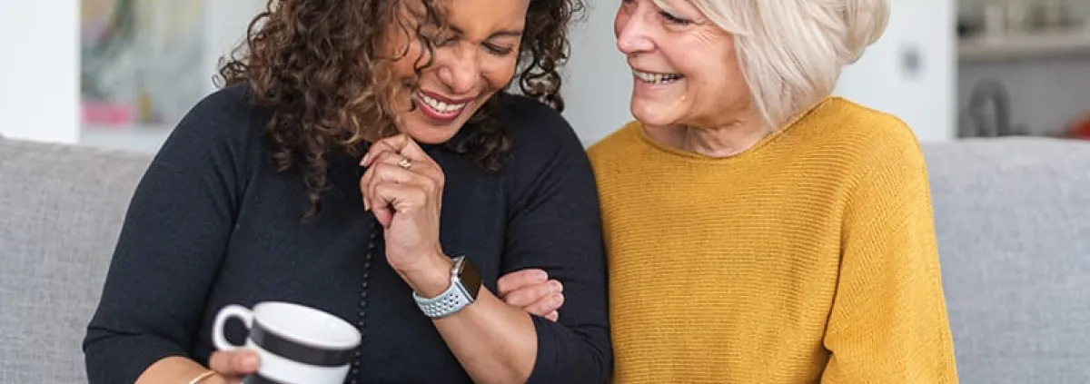 two women laughing