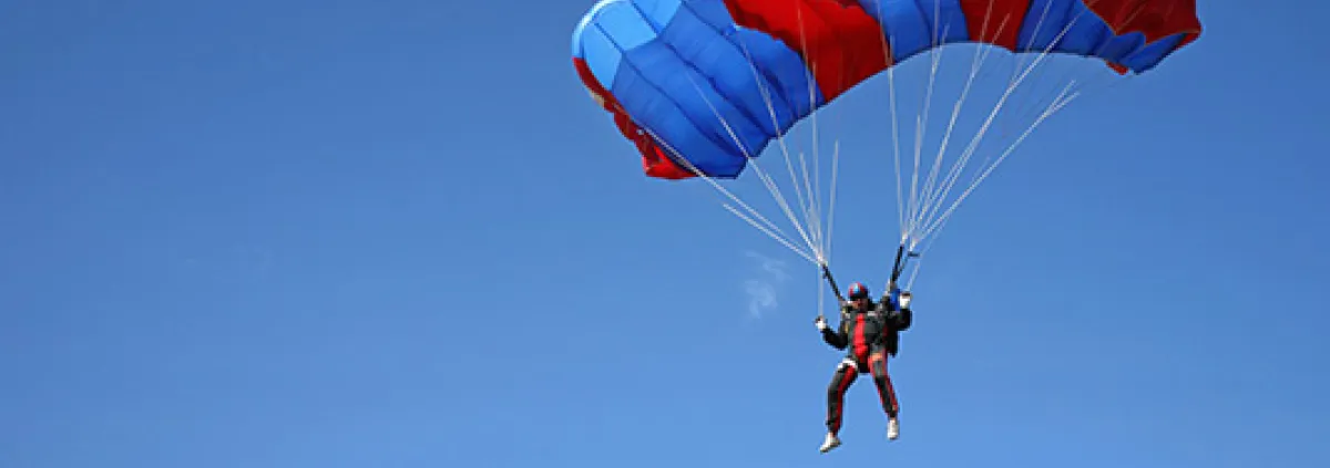Skydiver parachuting